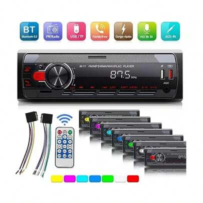 Estéreo para Coche Bluetooth Mp3 Manos Libres Radio Aux Fm Sd USB, Reproductor de Música MP3 Manos Libres Bluetooth Compatible con Todos los Smartphones