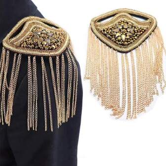 1pc Gold/Silver Metal Chain Tassel Shoulder Decor For Stage Costume/Formal Dress