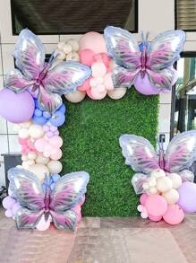 3/4/6 piezas Globos con forma de mariposa de color púrpura y rosa, globos de poliéster con forma de mariposa para fiestas con tema de mariposas, bodas, cumpleaños, celebraciones, decoración, Navidad - Multicolor - Ver 4