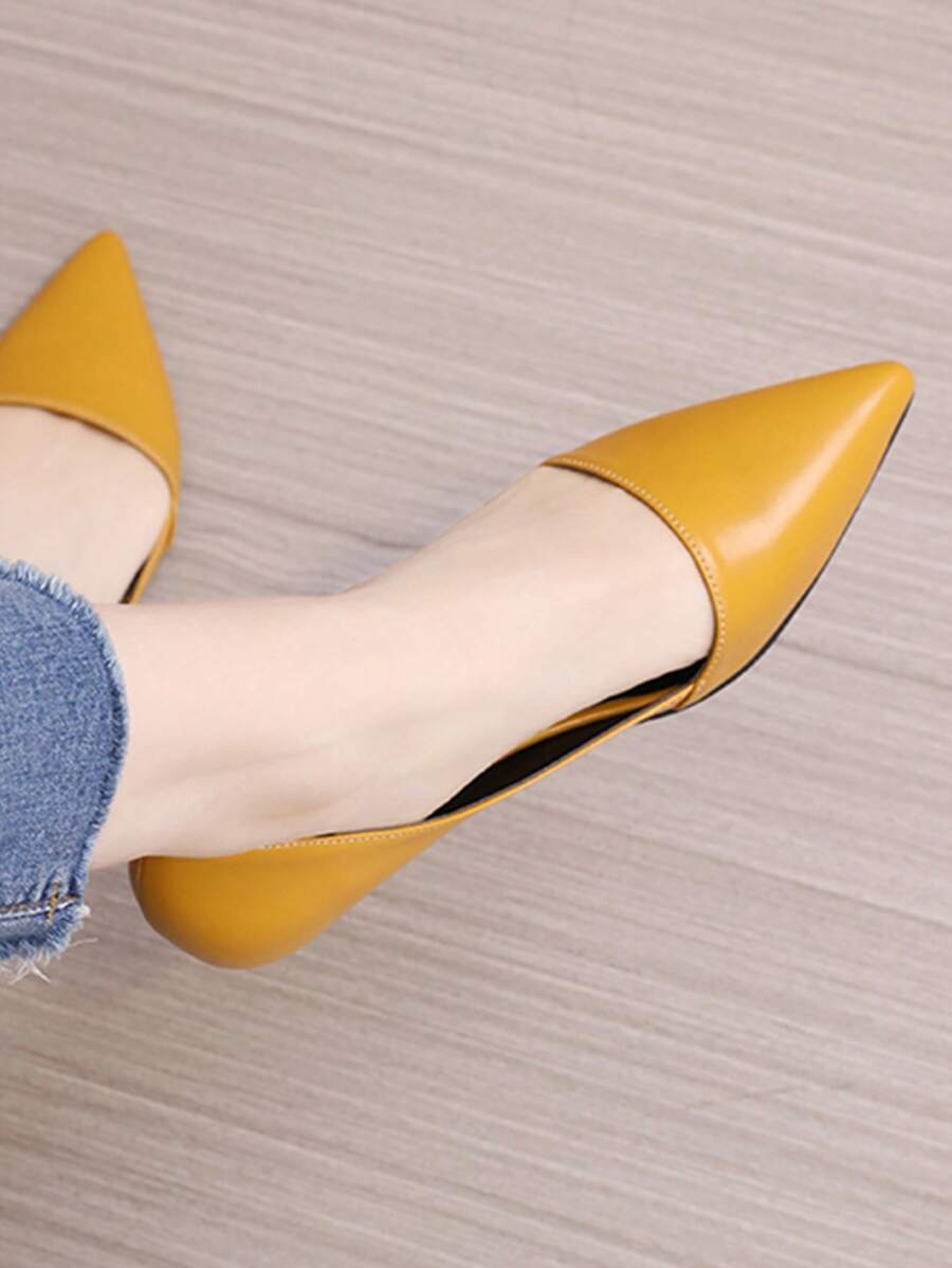 Women's Low Heel Simple Retro Pointed Toe Kitten Heel Single Shoes