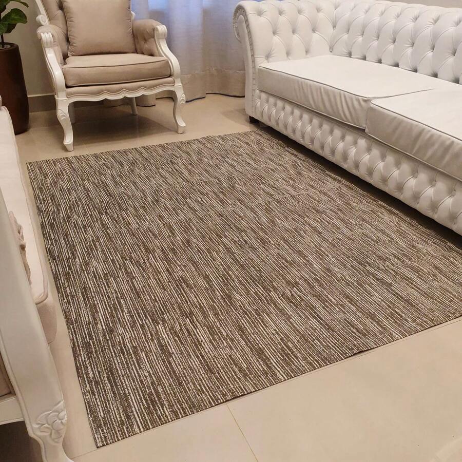 Tapete Para Quarto Sala 1,50x1,00 Com Antiderrapante - Marrom - Visão 1