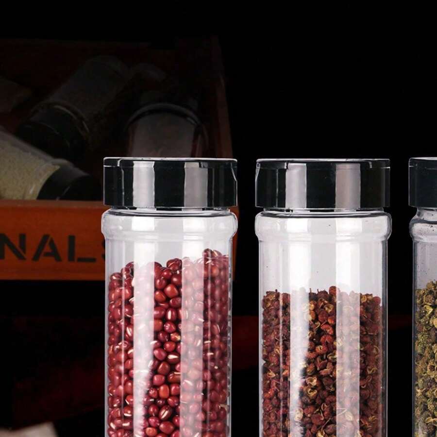 4pcs/Set Clear Flip Lid Seasoning Jars Storage Box For Home Kitchen, Outdoor Barbecue, Salt & Pepper & Spice - Clear - View 1