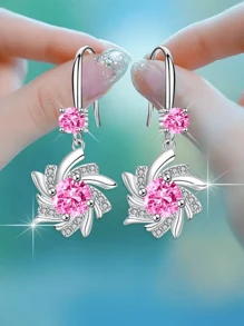 Elegant Blue Snowflake Design Water Drop Zirconia Earrings