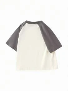 Balabala 年轻男孩上衣夏季卡通印花圆领亲肤男孩短袖T恤灰色 - 灰色 - 查看 3