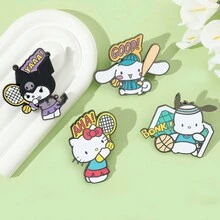 4 Phim hoạt hình dễ thương Kim loại Huy hiệu Chơi Trâm cài Nhân vật Quần áo Cái túi Phụ kiện Trang trí Men răng Huy hiệu - 4 chiếc - Xem 5