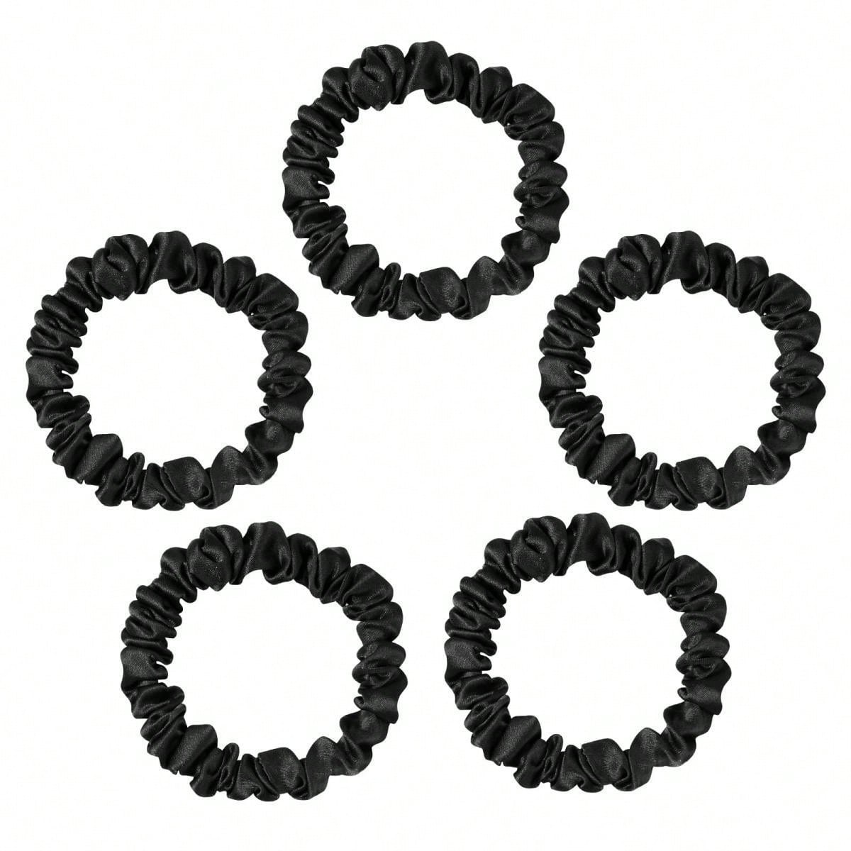 5 Pcs Satin Hair Tie Ladies Women Curly Hair Thick Thin Women's Black Small Cute Satin Stretch Scrunchie Casual Ponytail Holders Hair Elastics Hair Rubber Bands Scrunchies Hair Rope Elastic Hair Tie, Hair Bobbles Hair Accessories Head Accessories Gym Sport Running Outfit