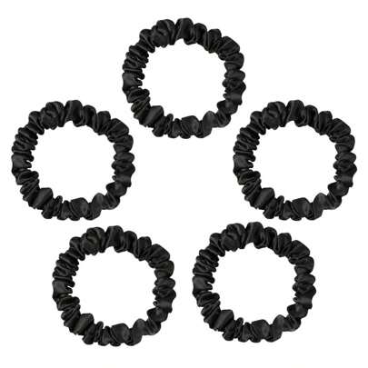 5 Pcs Satin Hair Tie Ladies Women Curly Hair Thick Thin Women's Black Small Cute Satin Stretch Scrunchie Casual Ponytail Holders Hair Elastics Hair Rubber Bands Scrunchies Hair Rope Elastic Hair Tie, Hair Bobbles Hair Accessories Head Accessories Gym Sport Running Outfit