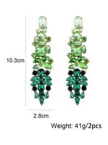 juran 1 Par Lujosos Aretes Colgantes De Vidrio Exagerado Con Piedra De Cristal Para Mujer, Color Degradado, Adecuado Para Vacaciones, Fiestas Y Bodas - Verde - Ver 4