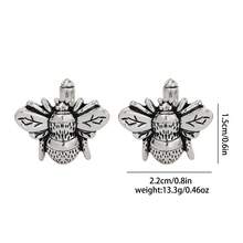 2入組復古蜜蜂造型袖扣 - 銀色 - 查看 4