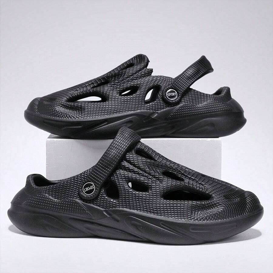 Men's Closed Toe Sandals, Breathable Summer Beach Shoes, Anti-Skid Casual Slippers - Black - View 1