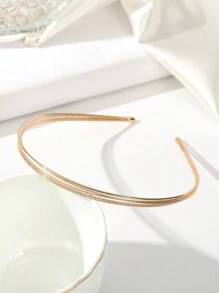 街头风单件装女士简约纯金色优雅发箍，金色头饰，发带，发箍发箍发饰 - 金色 - 查看 2