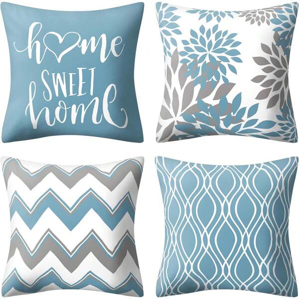 4pcs Geometric Wavy Decorative Pillow Covers, All Seasons Available For Bed, Living Room, Sofa, Outdoor Use, Multi-Color Options, Gift Choice, Pillow Core Not Included