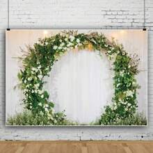 Lãng mạn Lễ cưới Bối cảnh 3D Arch Hoa Vòng hoa Trắng Cửa sổ Rèm cửa Đối với Nhiếp ảnh Ngày lễ tình nhân Cô dâu Gương sen Thu nhận Trang trí Vinyl Hình nền Băng rôn - Nhiều màu - Xem 1