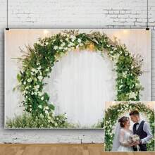 Lãng mạn Lễ cưới Bối cảnh 3D Arch Hoa Vòng hoa Trắng Cửa sổ Rèm cửa Đối với Nhiếp ảnh Ngày lễ tình nhân Cô dâu Gương sen Thu nhận Trang trí Vinyl Hình nền Băng rôn - Nhiều màu - Xem 4