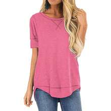 Haute Edition Casual Loose Fit Raglan Cross Stitch Comfy Tees. Plus Sizes Available - Hồng - Xem 1