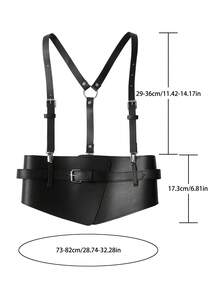 1 件女式复古仿皮背心，配有可拆卸腰带和肩带，紧身胸衣，适合休闲造型 - 黑色 - 查看 6