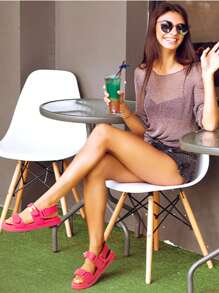 Flat Sandals For Women Comfortable Open Toe Summer Sandals Adjustable Fashion Dress Sandals Dresses For Woman - 玫紅色 - 查看 9