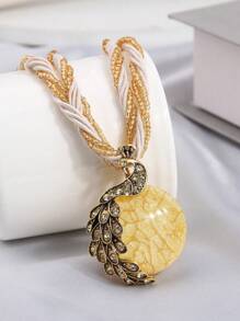 1pc Fashionable Style Peacock Shaped Pendant Personalized Chain Necklace For Women - Green - View 14