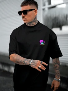 Camiseta Camisa Oversized Grande Musculação Algodão Casual Treino Academia Eye - Preto - Visão 2