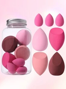 7 pièces Éponge De Maquillage + Seau De Rangement, Convient Pour L'anticernes Crème Et Poudre, Application De Maquillage En Poudre Libre - Multicolore - Voir 1