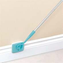 Baseboard Buddy 4 Tubes Stainless Steel Sleeve Slouchy Mop, Extendable Multi-Purpose Cleaning Brush For Baseboards, Window Sills And More, Home Cleaning Tool - Blue - View 4
