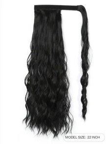 Coleta larga rizada con clip para peinado de moda, da gran volumen a tu cabello de manera facil - Negro - Ver 2