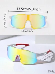 0150688630001-X9337 1pc Men's Pink Multi-Material Mechanic Mask Shape Fashion Glasses For Outdoor Cycling Sports (With EVA Case, Cleaning Cloth & Glasses Strap) Beach Accessories Glasses Shades Looks Street Style And Suit For Sweater Jacket Sweatshirt Hoodie Leather Pants And Cargo PantsY2K Festival For Summer Beach Vacation, Outdoor, Travel