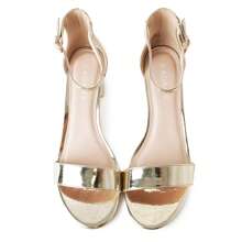 Women Low Heel Chunky Ankle Strap Pump Sandals – Open Peep Toe Minimalist Faux PU & Suede Heeled Sandals With Memory Foam Comfort For Wedding, Party, Prom, Casual & Formal Wear