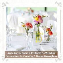 5pcs Clear Acrylic Signs With Stands, Round Top Acrylic Sheets For Diy Acrylic Arch Table Number, Wedding Arch Sign, Party Center Decoration - White - View 5