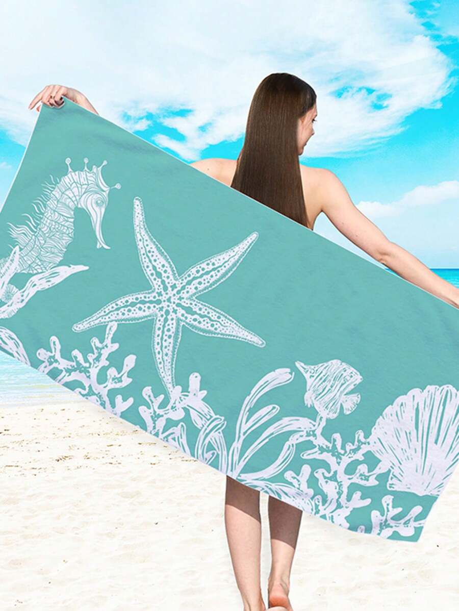 Extra Large Beach Towel - Ultra-Soft Microfiber, Quick-Dry & Sand-Free, Perfect For Travel, Yoga, Camping & Pool Parties - Cadet Blue - View 1