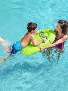 1 pieza Colchoneta Inflable con forma de frutas, con diseño de fresa, kiwi y piña, Tabla de surf para niños con asas, Juego acuático - Verde - Ver 7