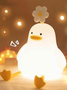 新款可愛夜燈,柔軟矽膠花鴨可愛led燈,3級亮度手機架可充電感應式小夜燈,適用於臥室嬰兒女孩夜燈,作最好的朋友生日禮物,可愛的家居裝飾