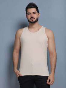 Men Tank Tops - 米色 - 查看 6