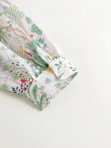 MARC&JANIE Young Girl Chinese Style Cheongsam Dress With Floral Print, Stand Collar, Long Sleeves And Hairband, Spring - Multicolor - View 7