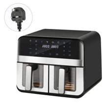 Dual Zone Air Fryer, 9L XL Capacity, 2 Non-Stick Drawers With Visual Window, 8-In-1 Cooking Presets With Sync Functions, Energy Saving, Dishwasher Safe, 2400W, 80-200℃ - Black - View 5