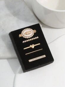 5入組時尚金屬裝飾扣環，適用於蘋果手環 - 均碼 - 查看 2