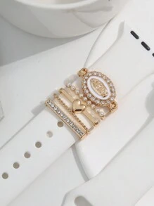 5入組時尚金屬裝飾扣環，適用於蘋果手環 - 均碼 - 查看 3