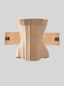 1pc Women High Compression Double Layer Shapewear, Slimming Waist Cincher And Tummy Control Body Shaper - Apricot - View 4