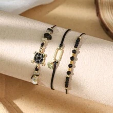 3 chiếc vòng tay theo chủ đề đại dương theo phong cách Bohemian có vỏ sò, sao biển, rùa biển, ốc xà cừ, cá heo, trái tim, pha lê hình con mắt, thích hợp cho phụ nữ đeo trong các dịp thường ngày, đi nghỉ, du lịch và tiệc tùng - Nhiều màu - Xem 13
