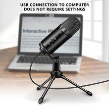 Kaschun U8 USB麥克風，清晰錄音，適用於視頻、播客、PC、智能手機、直播、語音聊天、桌面麥克風，即插即用 - 黑色 - 查看 4