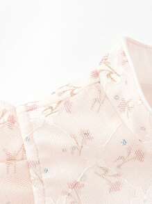 Balabala Vestidos veraniegos para niñas jóvenes en estilo Chinoiserie retro con patrón de encaje con flores al estilo cheongsam - Rojo - Ver 4