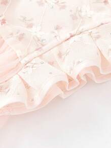 Balabala Vestidos veraniegos para niñas jóvenes en estilo Chinoiserie retro con patrón de encaje con flores al estilo cheongsam - Rojo - Ver 6