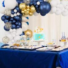 1 set de kit de arco y guirnalda de globos azul marino, dorado, plateado y blanco. Globos de látex metálicos dorados, blancos y confeti de colores variados, en diferentes tamaños, para decoración de despedida de soltera, cumpleaños, boda, aniversario y graduación - Varios estilos disponibles - Multicolor - Ver 4