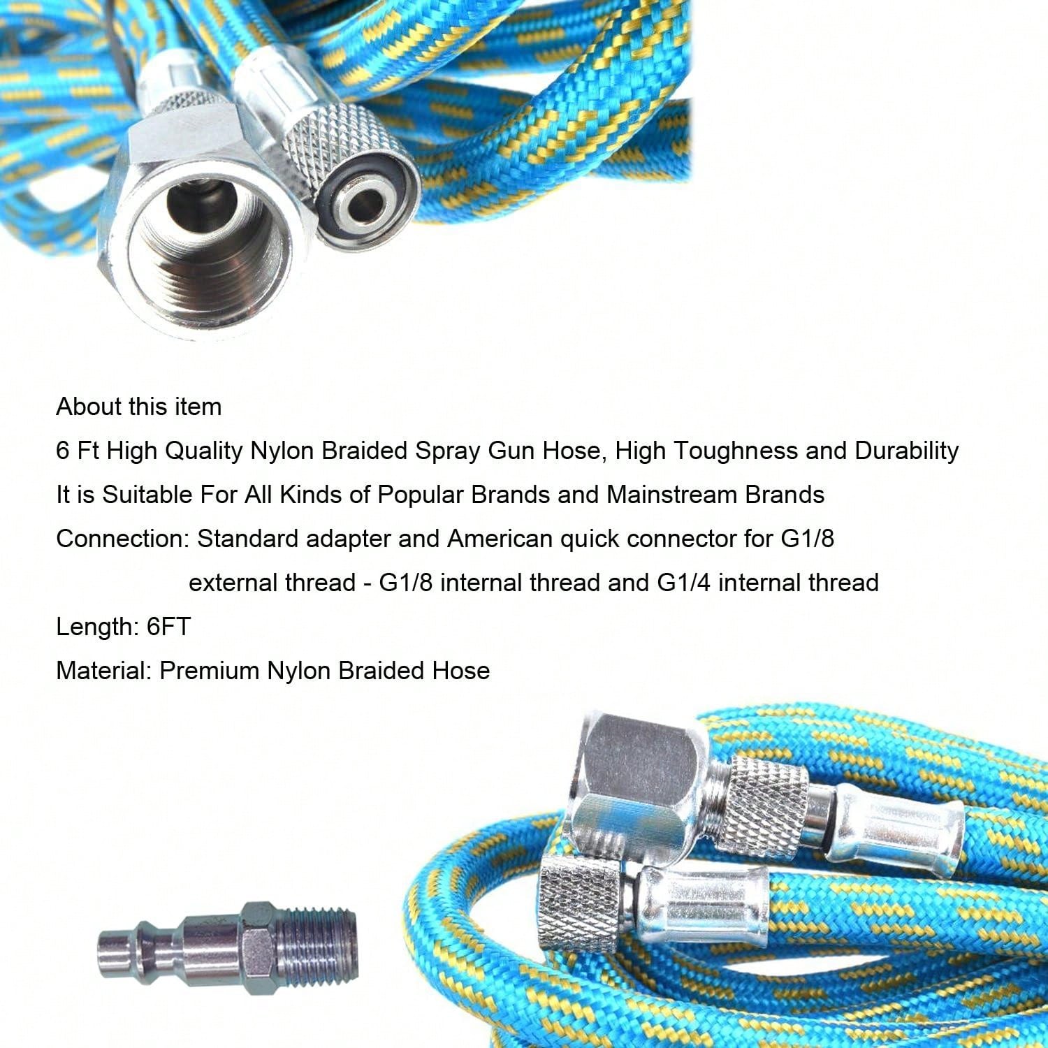1pc Braided Airbrush Hose Kit With 3In1 Design, Quality 6ft Nylon
