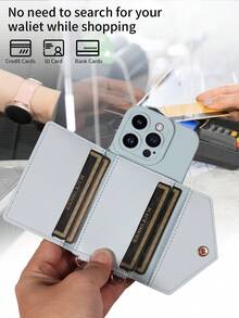 1 Ốp lưng điện thoại da PU có dây đeo vai đa năng có khe cắm thẻ tương thích với iPhone 17 Pro Max, 17 Pro, 17 Air, Redmi - Màu xanh lam - Xem 3