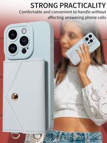 1 Ốp lưng điện thoại da PU có dây đeo vai đa năng có khe cắm thẻ tương thích với iPhone 17 Pro Max, 17 Pro, 17 Air, Redmi - Màu xanh lam - Xem 9