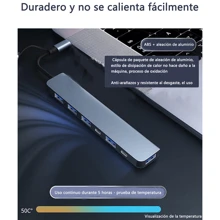 Hub USB C 3.0, 7 en 1 Adaptador USB C con USB 3.0 (5Gbps)*1, USB2.0*4, USB C PD Carga, 2 USB C Puertos DC y Data, Concentrador Hub USB C para Macbook, MacBook Pro, Macbook Air, Le novo Thinkbook, Dell, Laptop, iPad