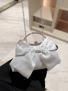 复古花卉手提包晚宴手拿包，Tready Bride Thready 新娘包，非常适合派对、婚礼、舞会、晚宴/宴会，搭配婚纱、礼服、舞会礼服、生日礼服、情人节派对礼服 - 銀色 - 查看 3