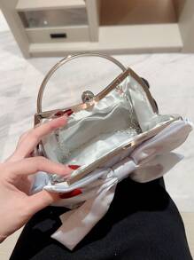 复古花卉手提包晚宴手拿包，Tready Bride Thready 新娘包，非常适合派对、婚礼、舞会、晚宴/宴会，搭配婚纱、礼服、舞会礼服、生日礼服、情人节派对礼服 - 銀色 - 查看 4