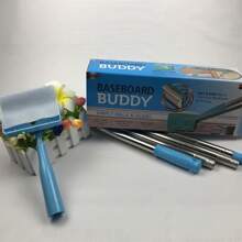 Baseboard Buddy 4 Tubes Stainless Steel Sleeve Slouchy Mop, Extendable Multi-Purpose Cleaning Brush For Baseboards, Window Sills And More, Home Cleaning Tool - Blue - View 1